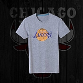 Men's Lakers Fresh Logo Gray Short Sleeve T-Shirt FengYun,baseball caps,new era cap wholesale,wholesale hats